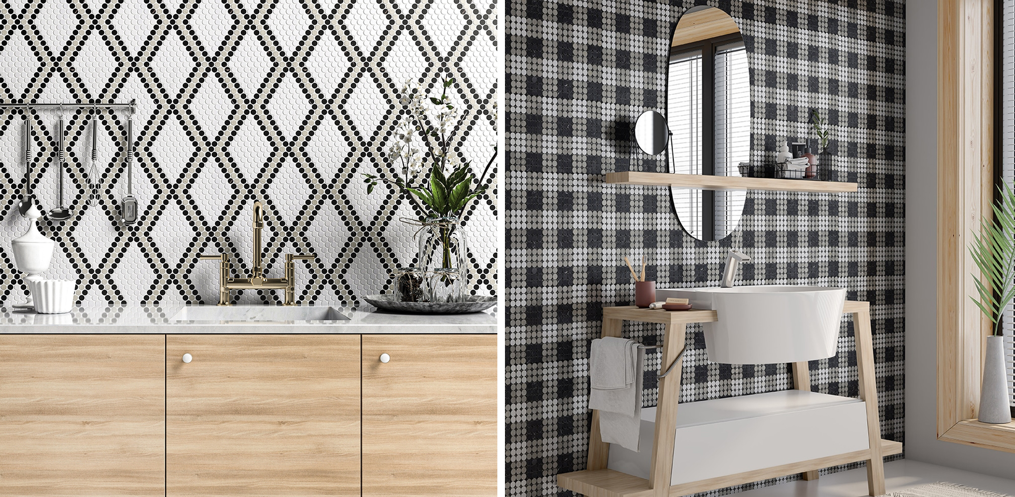 Pennies On The Bathroom Wall? You Can With Penny Round Mosaic Tiles!
