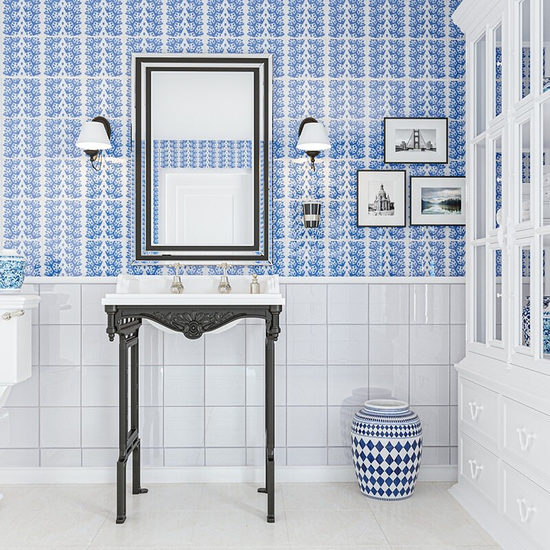 blue and white ceramic tiles