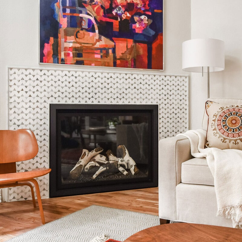 marble tile fireplace