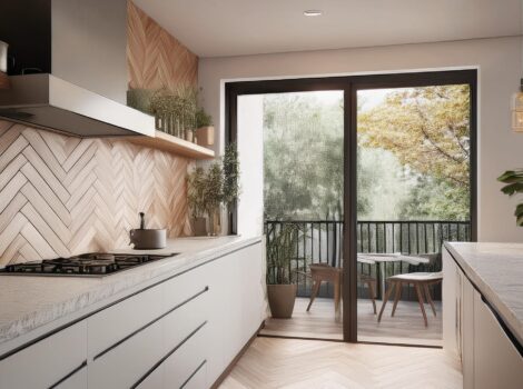 herringbone pattern backsplash