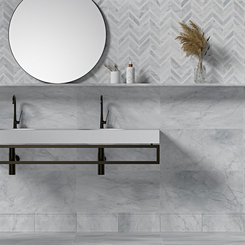 white marble tiles
