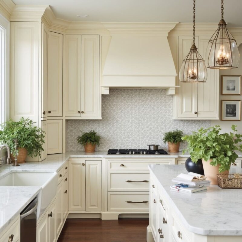 traditional kitchen with white countertops