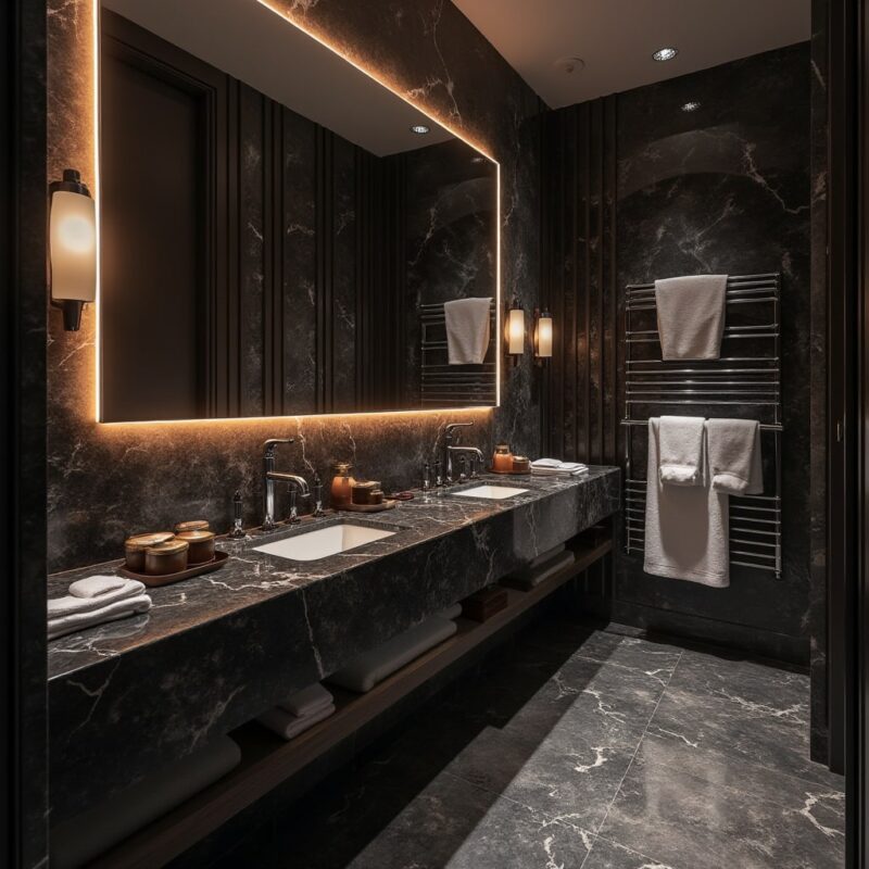 black bathroom countertops