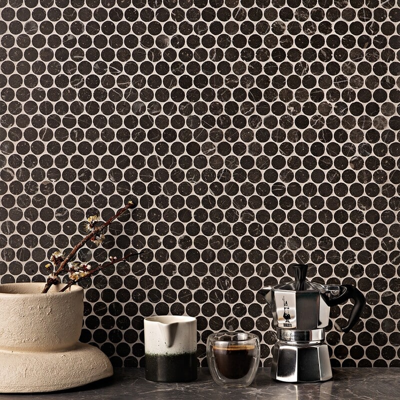 penny tile backsplash