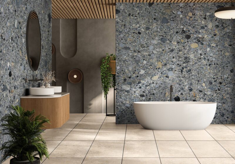 gray marble slab backsplash bathroom