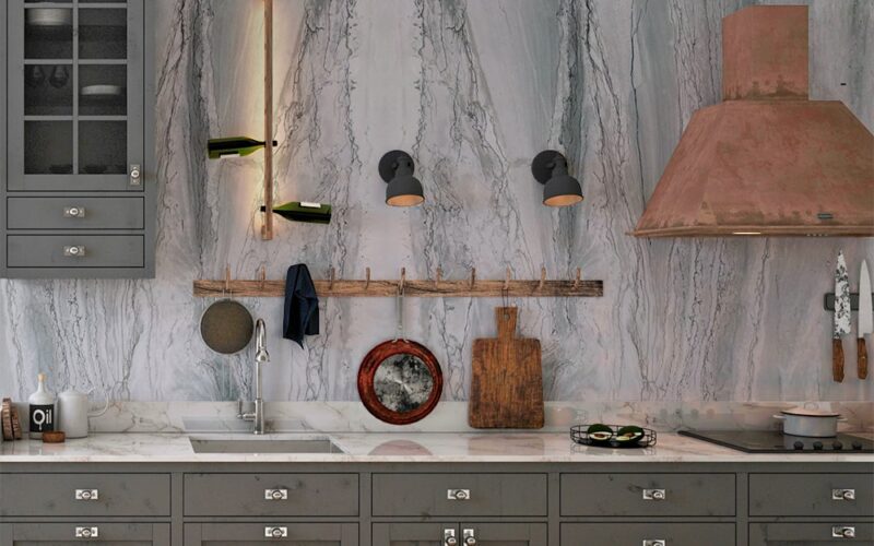 gray quartzite backsplash