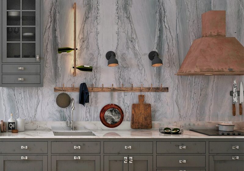 gray quartzite backsplash