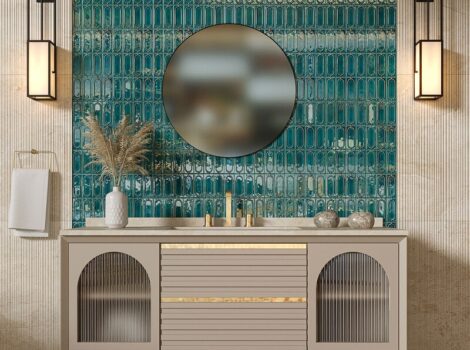 green ceramic backsplash tile