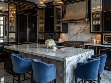 grey granite countertops on hollywood kitchen