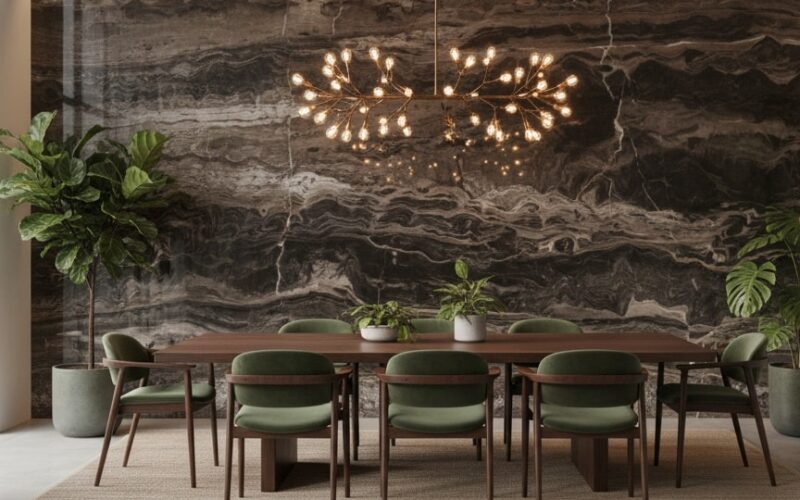 black marble slab on the wall