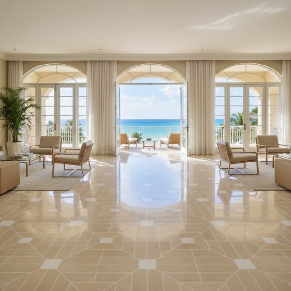 polished beige marble floor