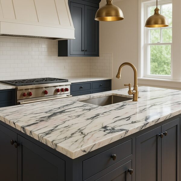 white marble kitchen island