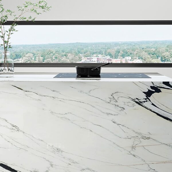 white marble slab island