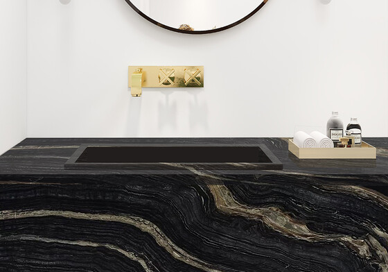 3/4 inches brown slab bathroom countertop