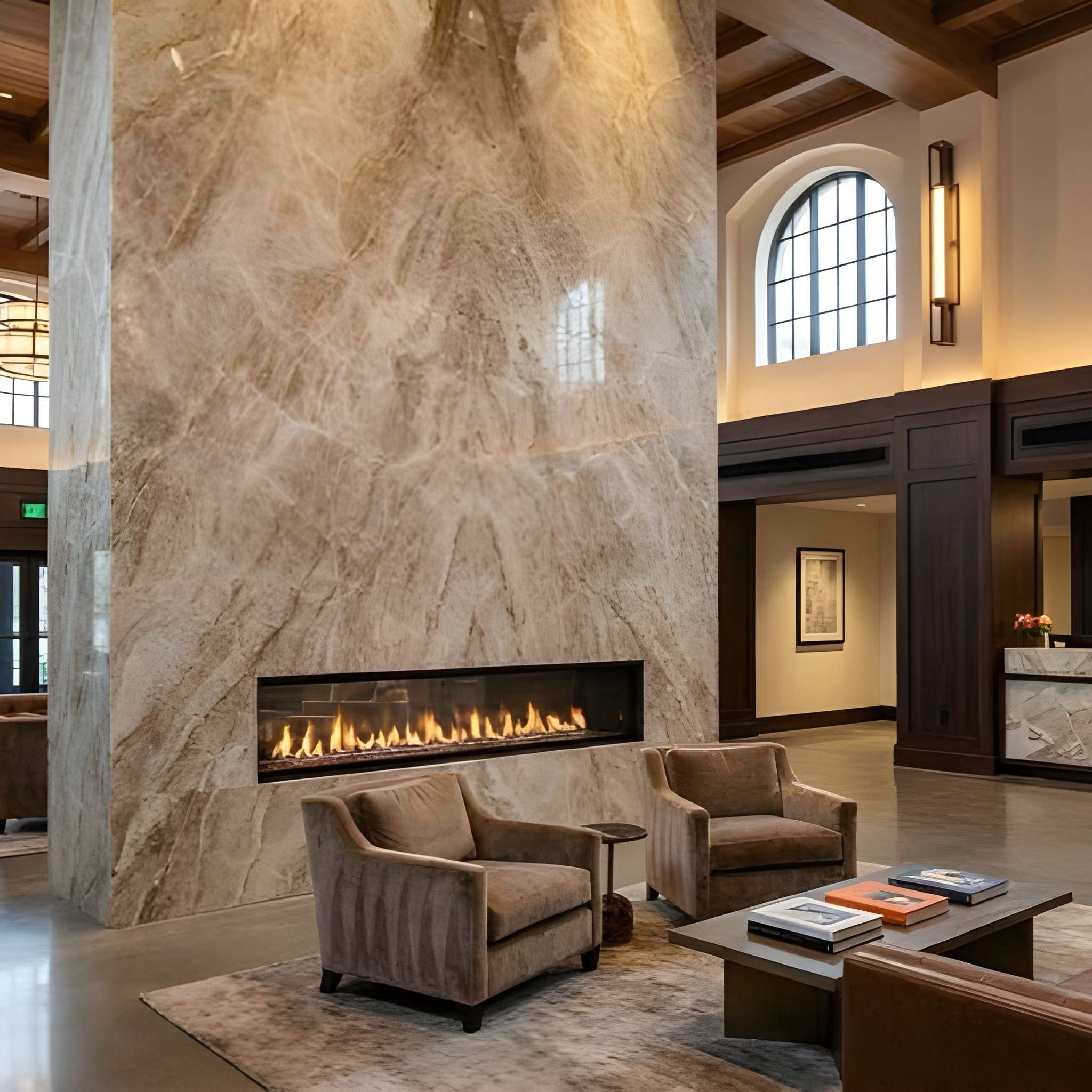 taj mahal quartzite fireplace surround