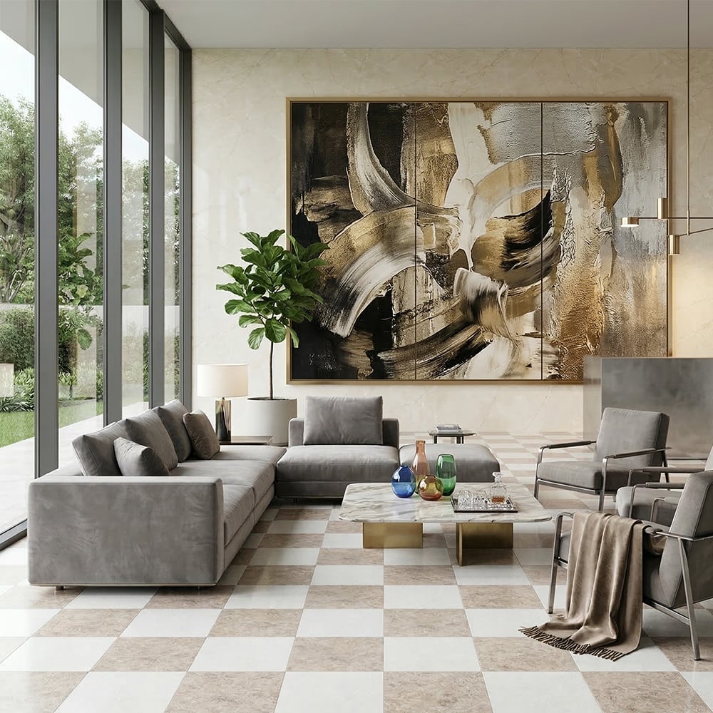 marble checkerboard floor tiles