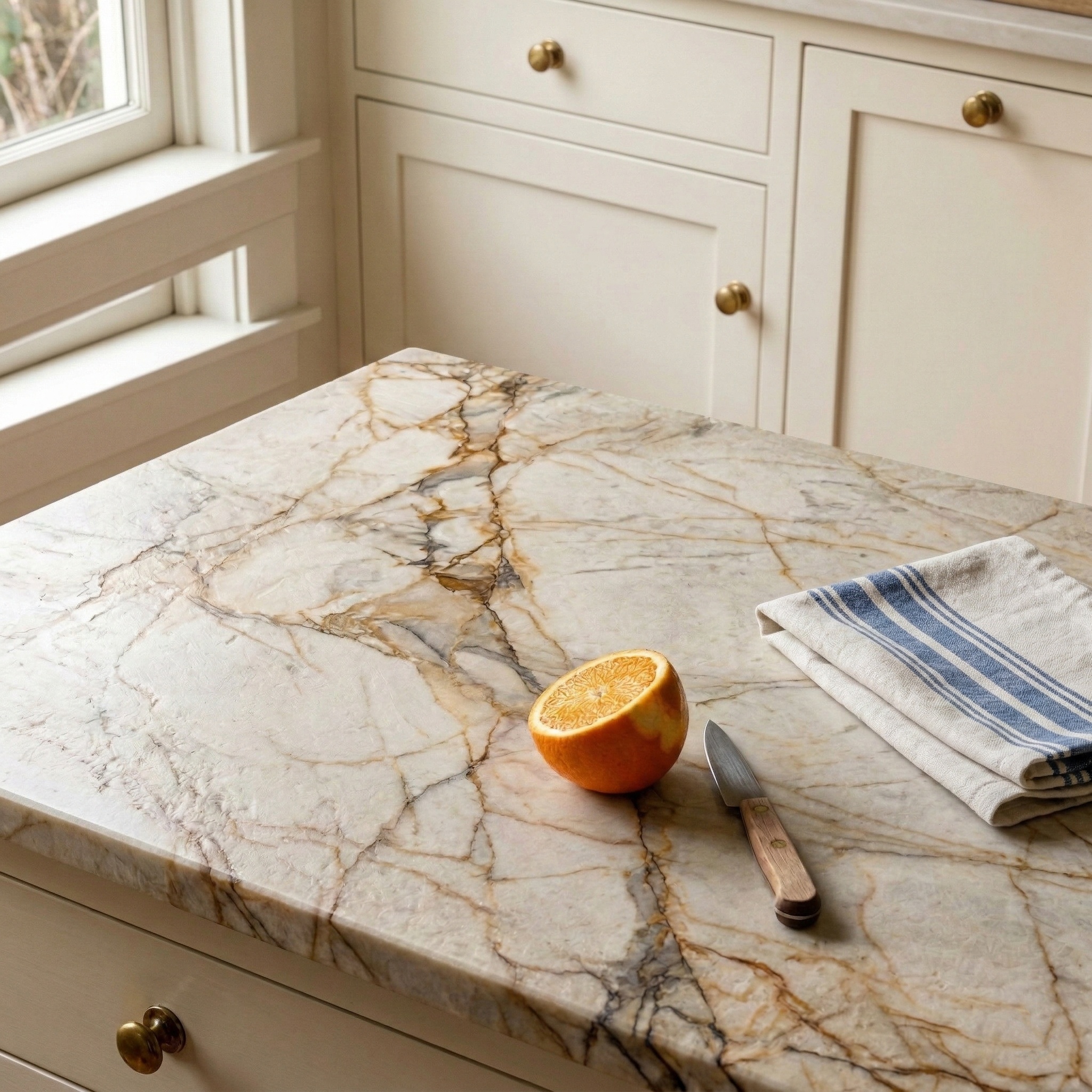 taj mahal quartzite white cabinets