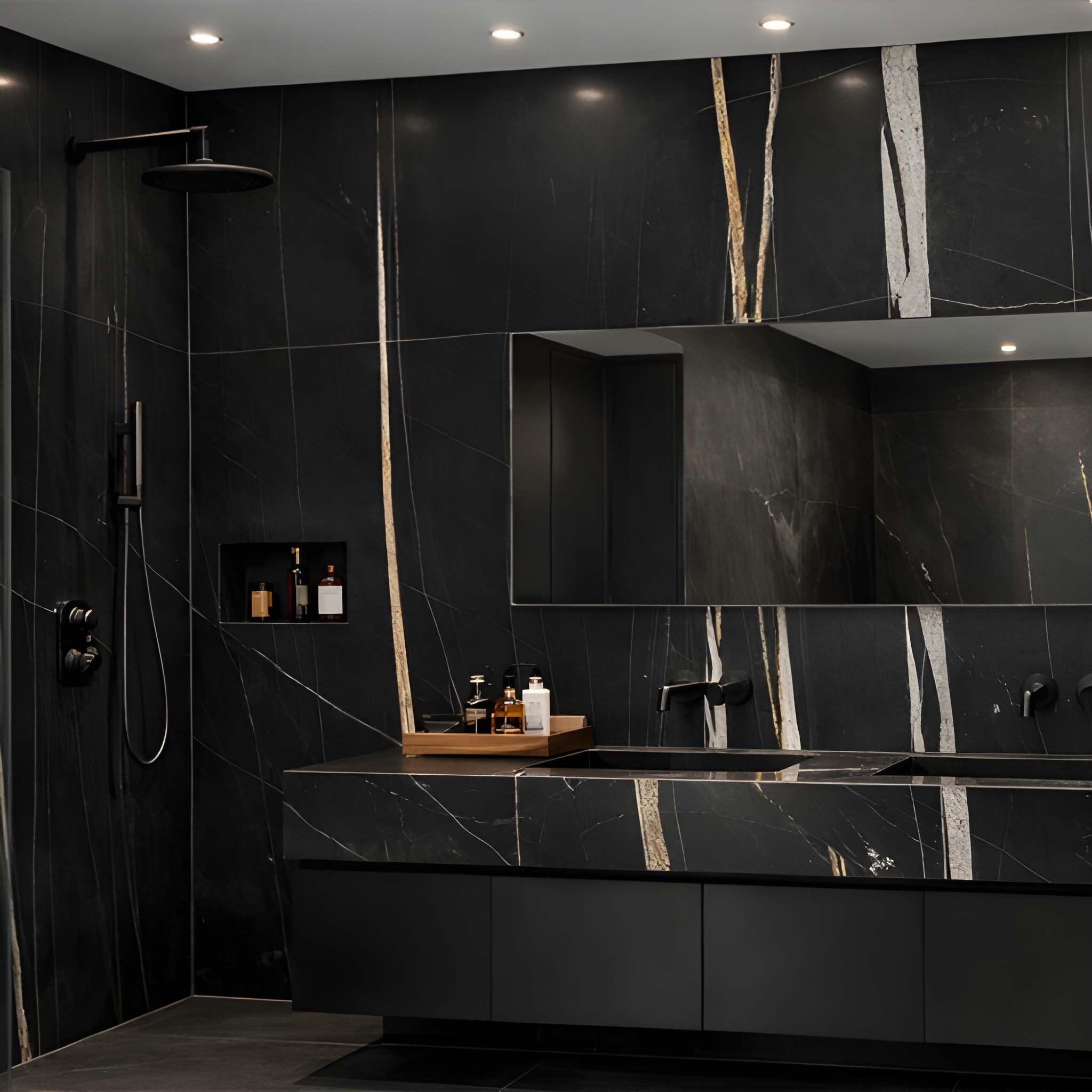 black marble bathroom countertops