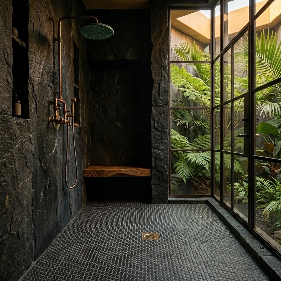 how to clean basalt mosaic shower floors