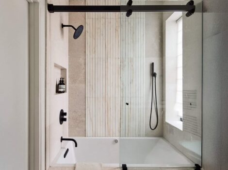 fluted marble shower walls