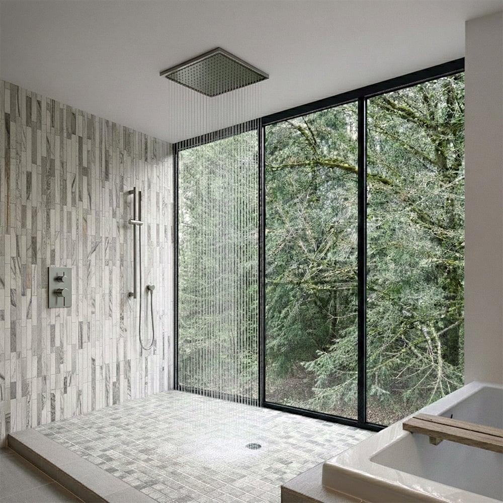marble mosaic shower walls