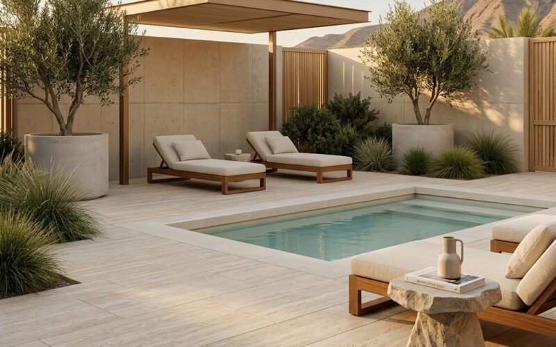 Modern luxury pool deck from a premier tile store in Pompano Beach.