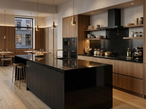 Black polished granite slab in Miami.