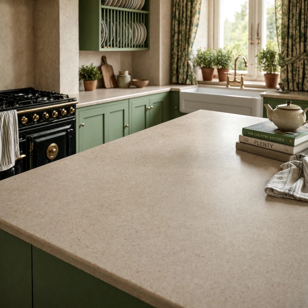 Cheverny limestone slab kitchen island countertop in anaheim kitchen.