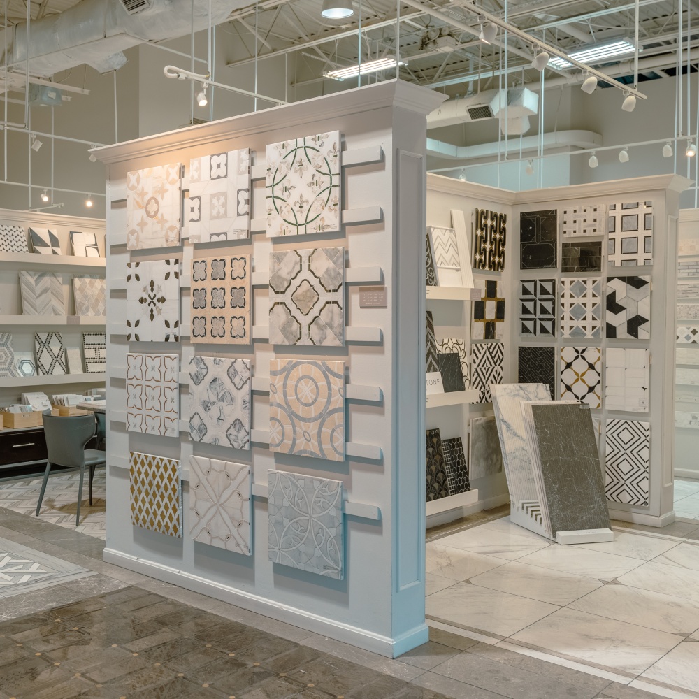 Fairfax tile showroom displaying a wide variety of natural stone.