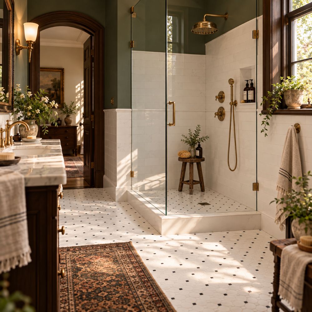 Bathroom wall tile with honed white marble subway in a shower.